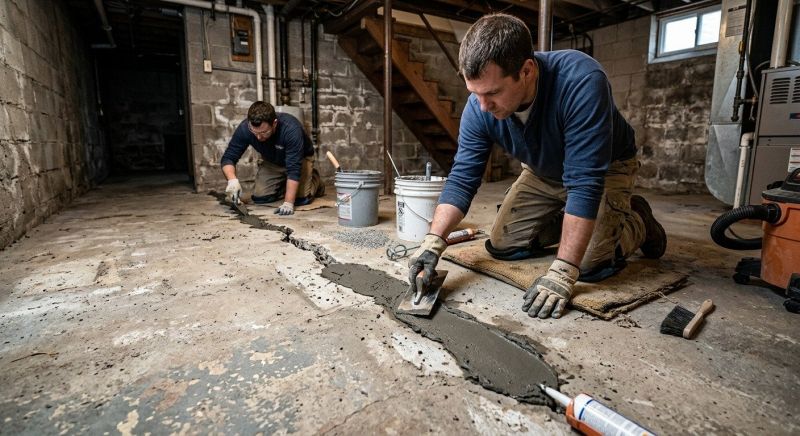 Cracked Basement Floor Repair in Larimer County, CO
